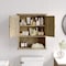 Flash Furniture Dune Farmhouse Wall Mounted Bathroom Medicine Cabinet Storage Organizer w/2 Magnetic Closure Doors FS-BATH-7-BR-GG - alternate 3